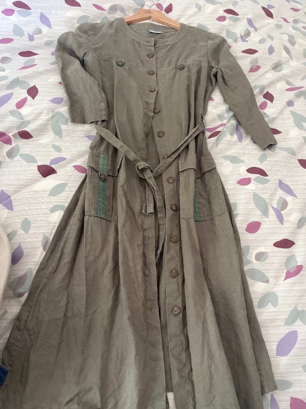 Khaki linen dress